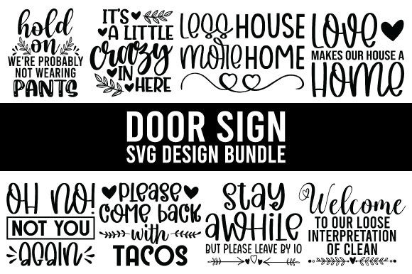 Door Sign SVG Design Bundle for Crafts and Graphics