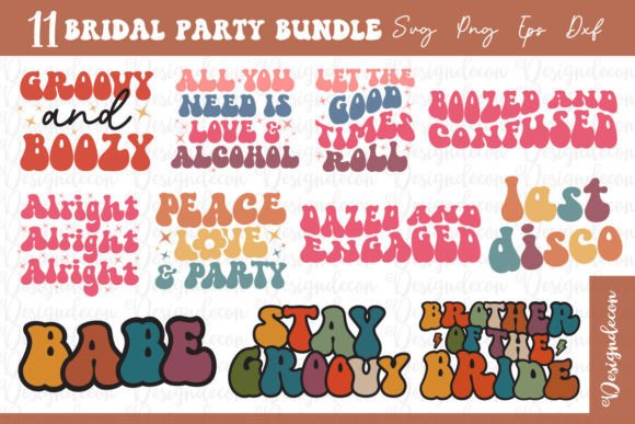 Retro Bridal Party Sublimation Bundle 2 for Crafts and Graphics