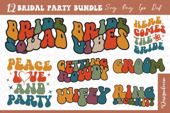Retro Bridal Party Sublimation Bundle 3 for Graphics and Crafts